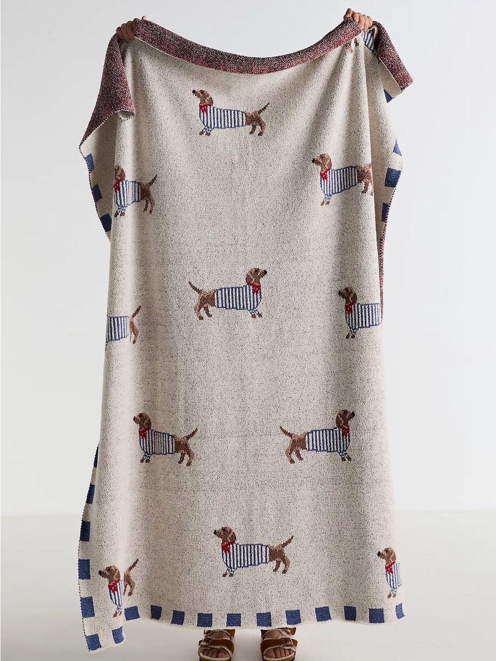 Anthropologie Dachshund Pattern Dog Throw Blanket